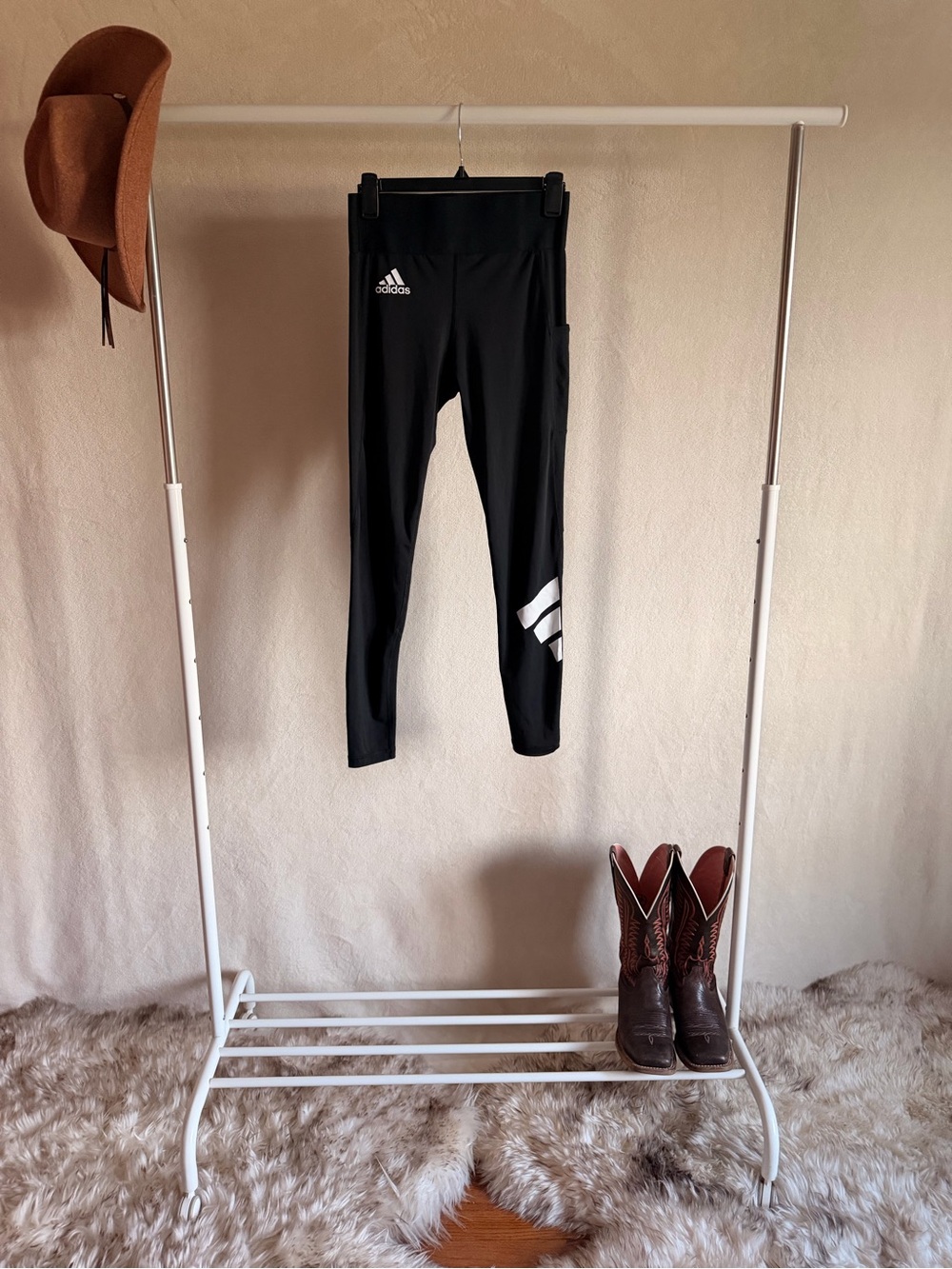 adidas Black Kids Leggings with White Three-Stripe Accent